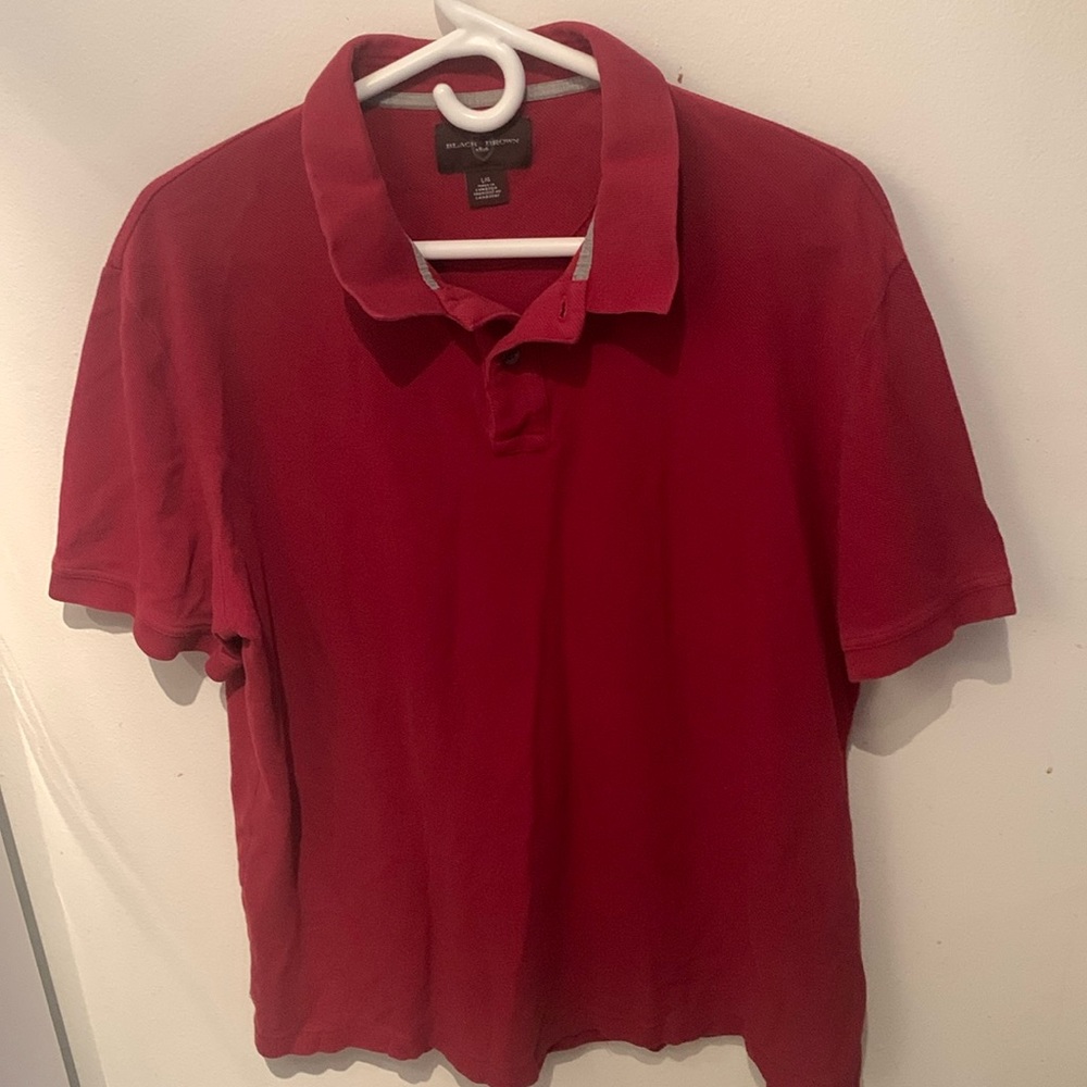 Stylish Ruby Red 100% Soft Cotton Polo from Black Brown 1826 SZ Large 🔥